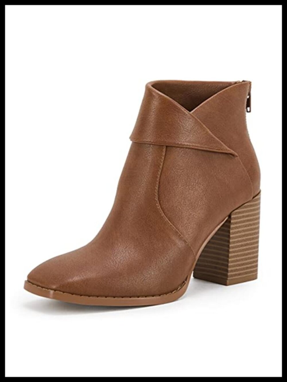 Women's Square Toe Ankle Boots High Chunky Stacked Heel Slip On Criss Cross